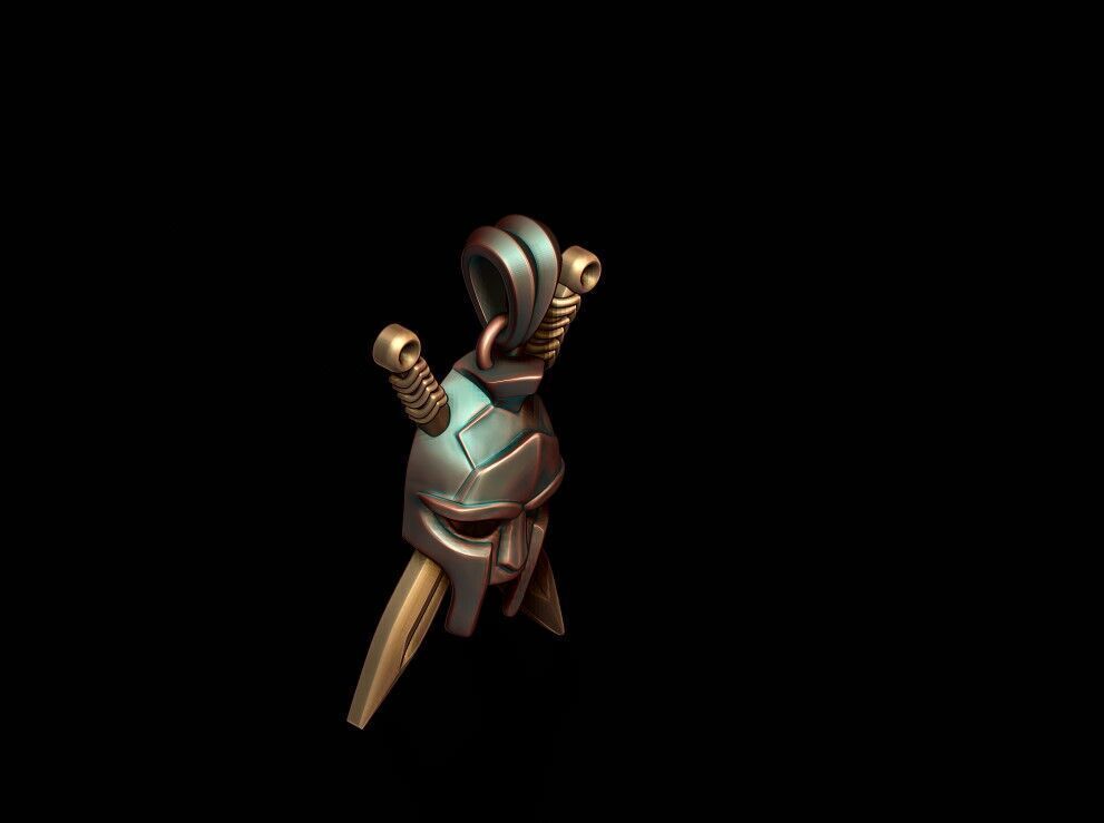 Helmet sword pendant 3D print model_4