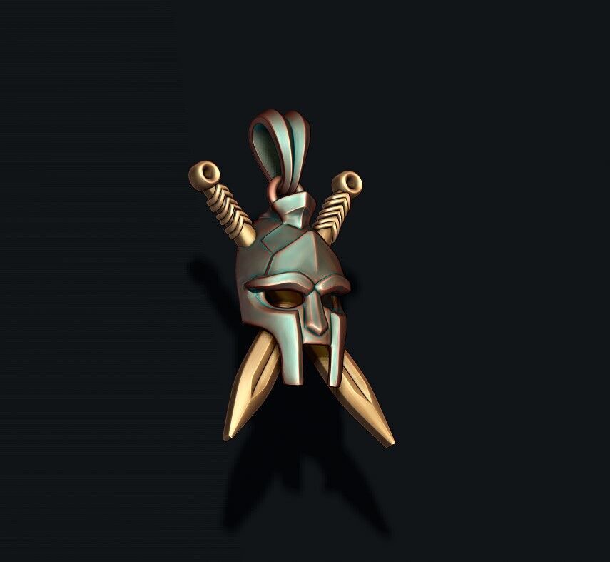 Helmet sword pendant 3D print model_3