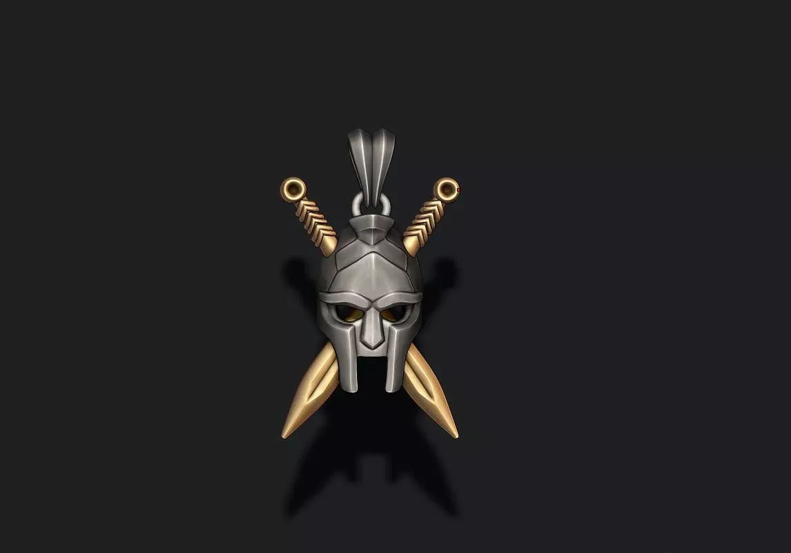 Helmet sword pendant 3D print model_0