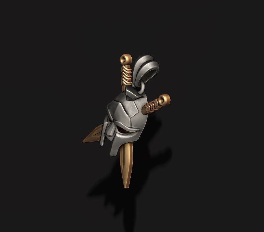 Helmet sword pendant 3D print model_2