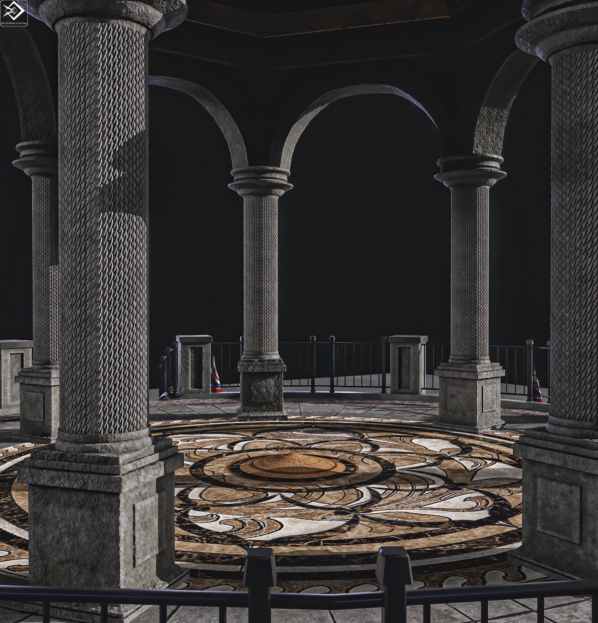 A monument gazebo in park Low-poly 3D model_11