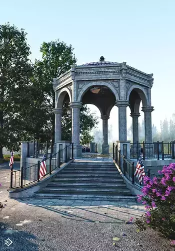 A monument gazebo in park Low-poly 3D model
