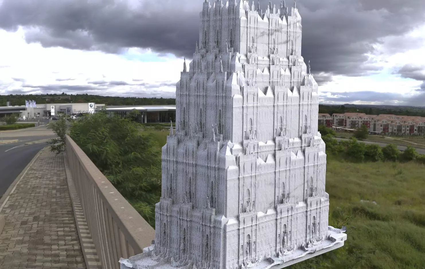 Fantasy architecture Gondor inspired Thin tower 3D model_0