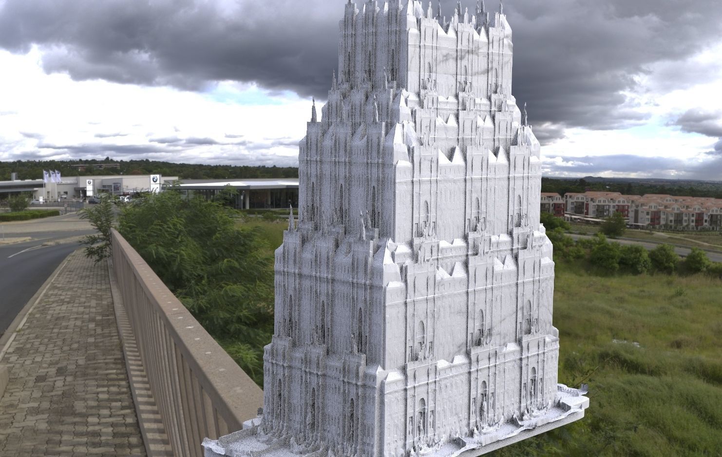 Fantasy architecture Gondor inspired Thin tower 3D model_2