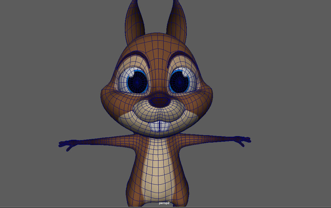 3D Cartoon Squirrel Character Model Mascot Low-poly 3D model_4