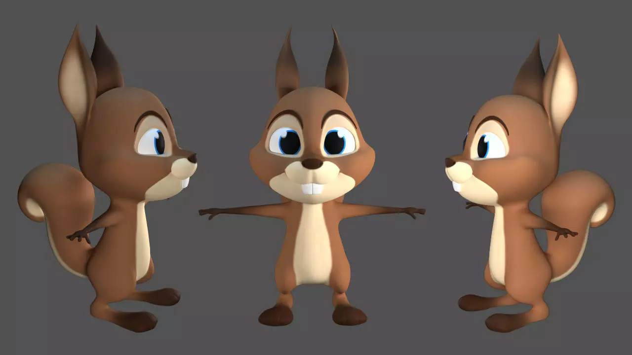 3D Cartoon Squirrel Character Model Mascot Low-poly 3D model_0