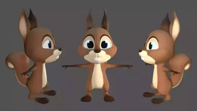 3D Cartoon Squirrel Character Model Mascot