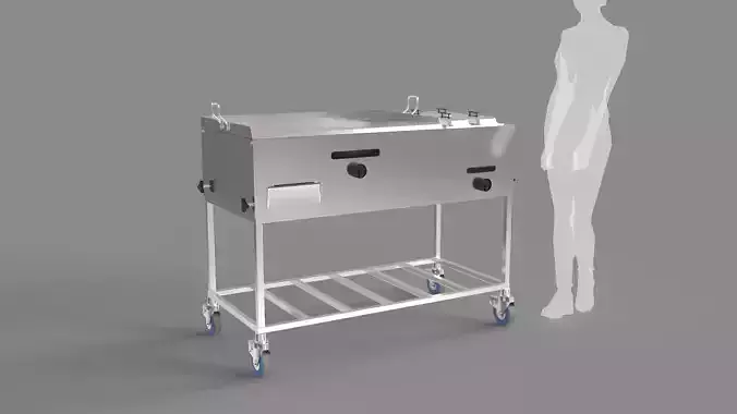 Stainless Steel Cooking Cart 3D model