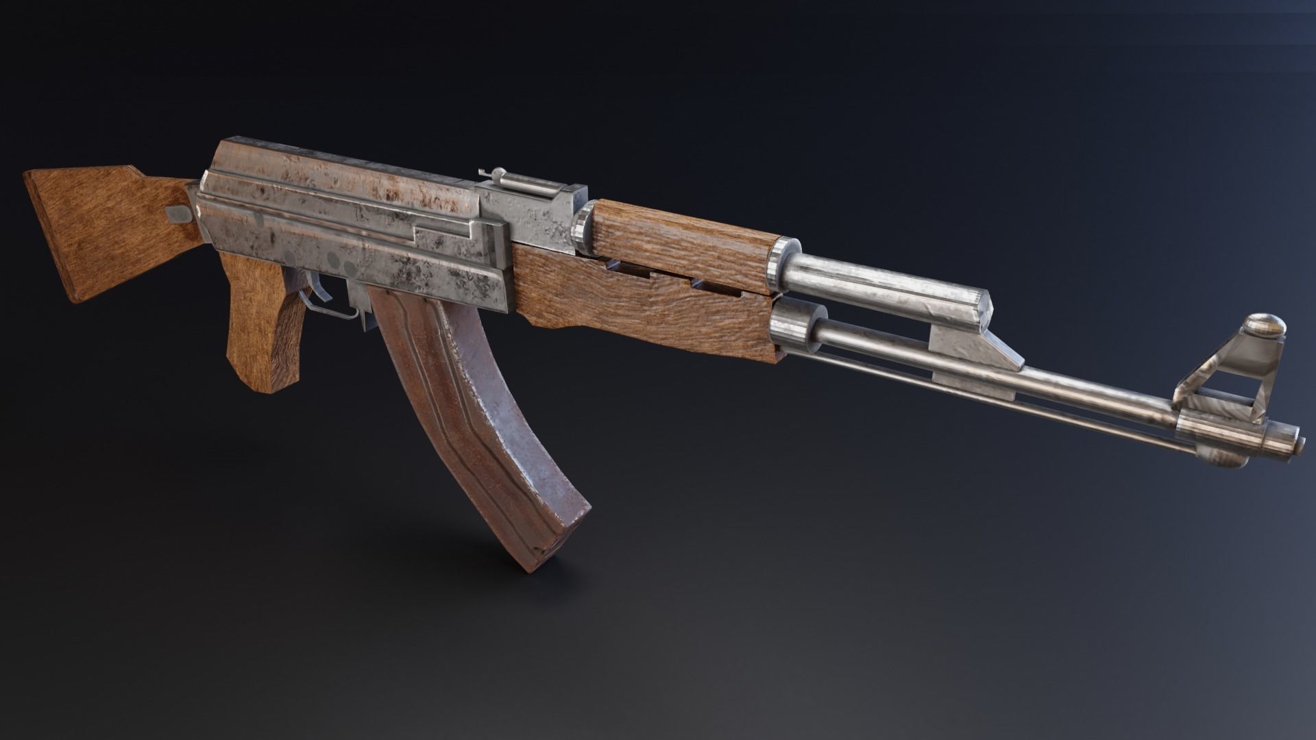 Ak47 Low Poly Model rifle Low-poly 3D model_2