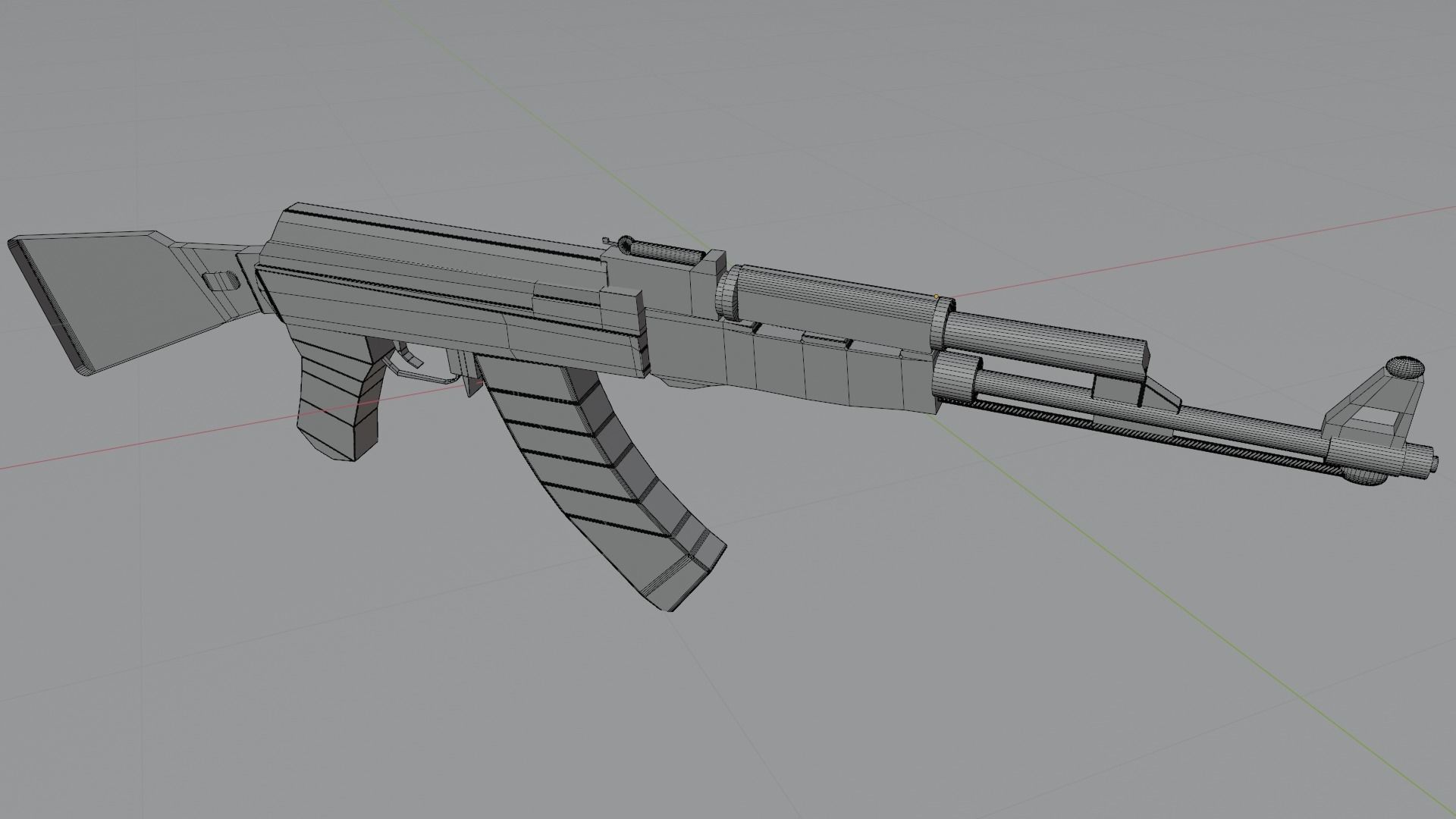 Ak47 Low Poly Model rifle Low-poly 3D model_6