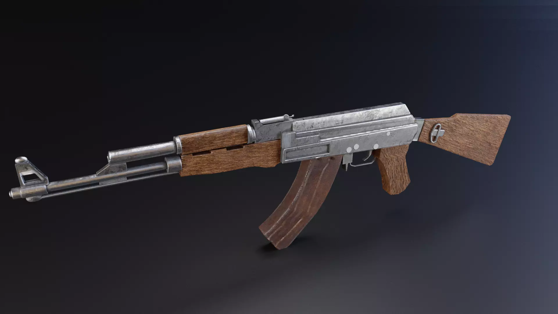 Ak47 Low Poly Model rifle Low-poly 3D model_0
