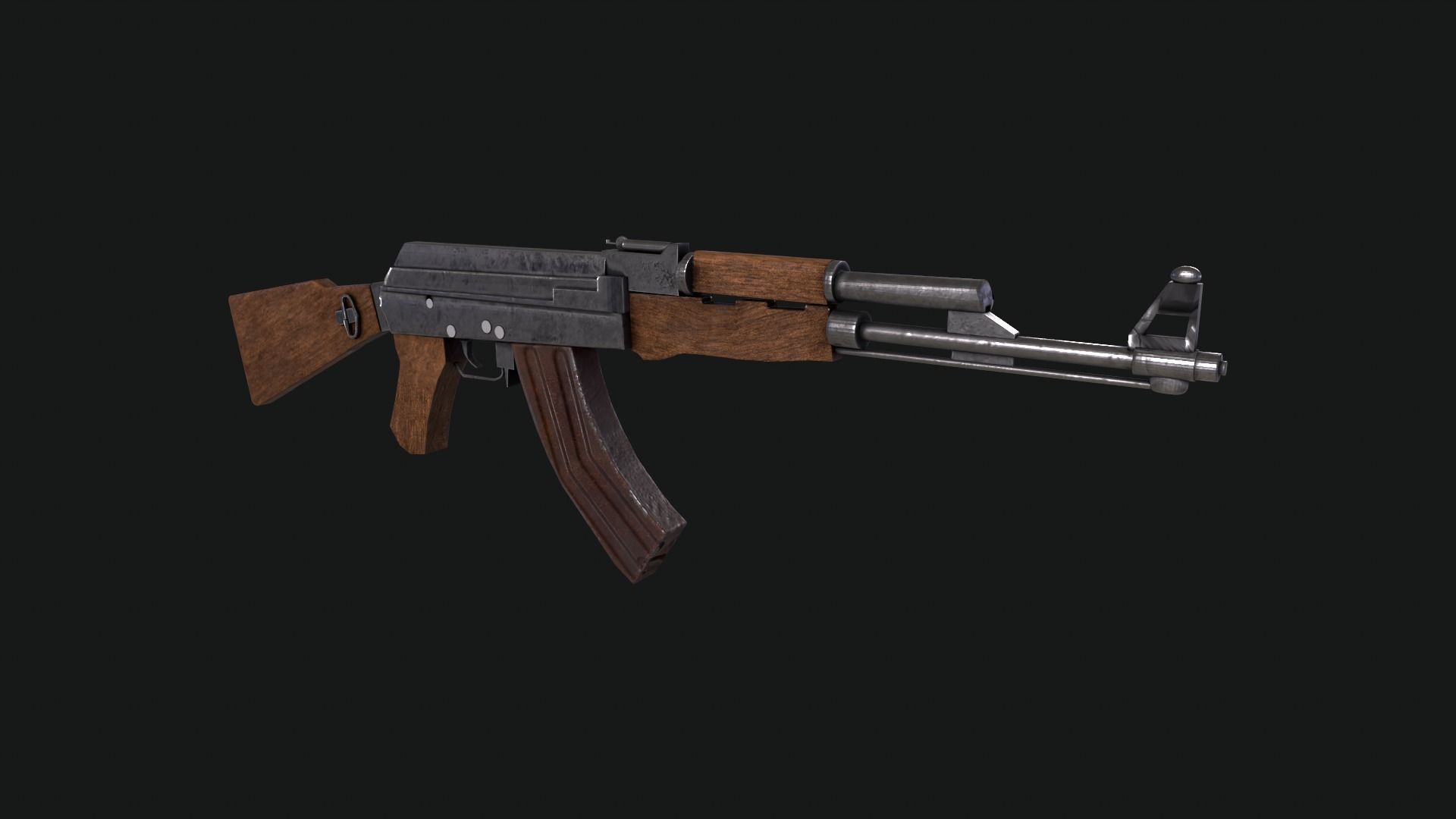 Ak47 Low Poly Model rifle Low-poly 3D model_4