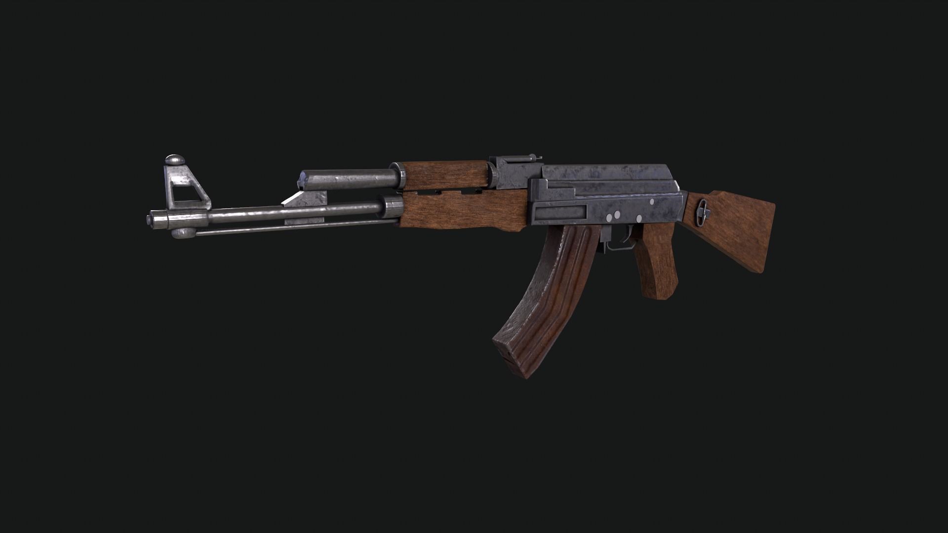 Ak47 Low Poly Model rifle Low-poly 3D model_5