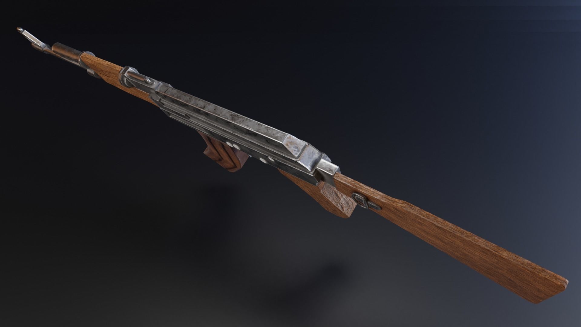 Ak47 Low Poly Model rifle Low-poly 3D model_3