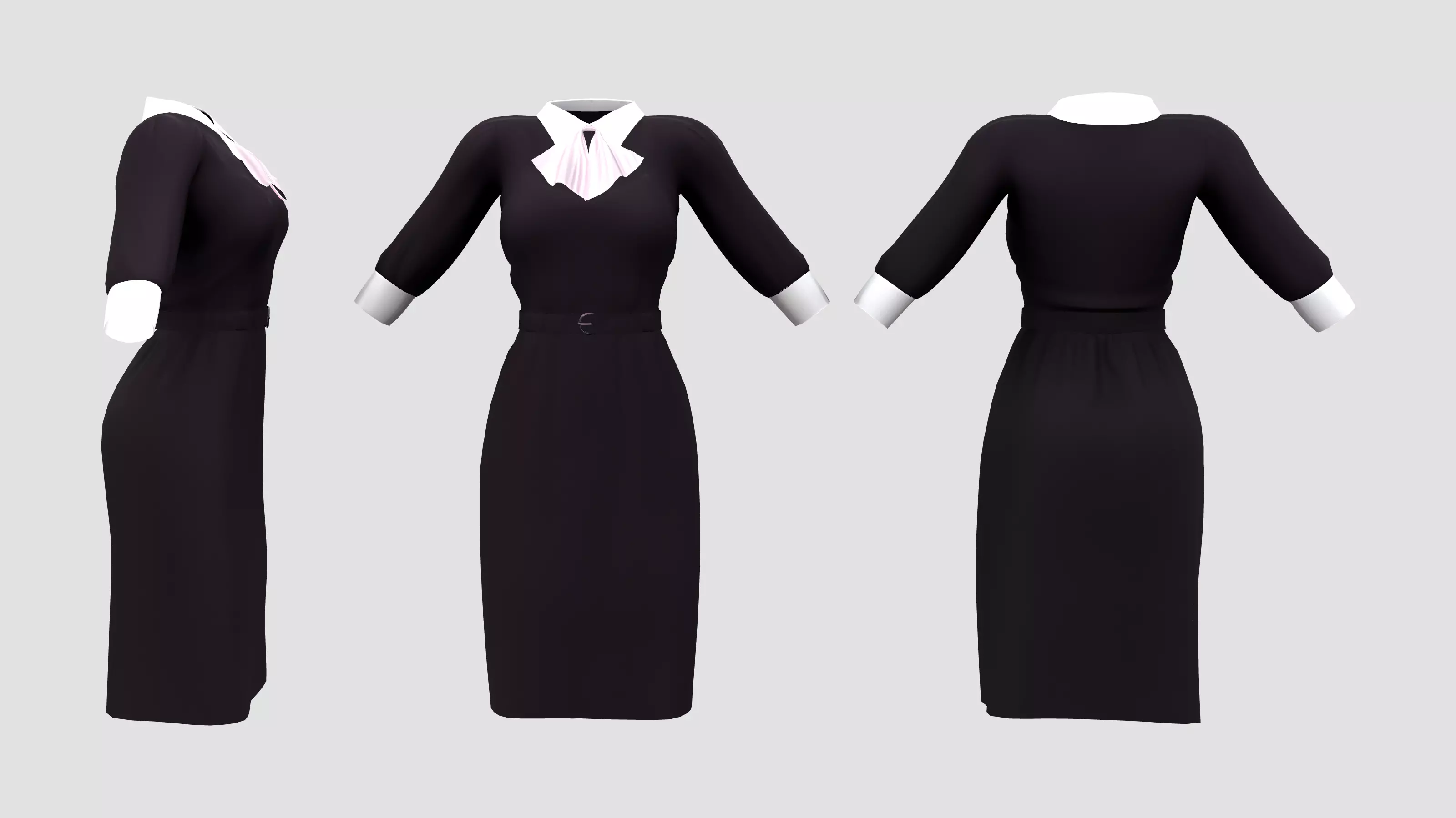 Maid Uniforms With Cravat Low-poly 3D model_0