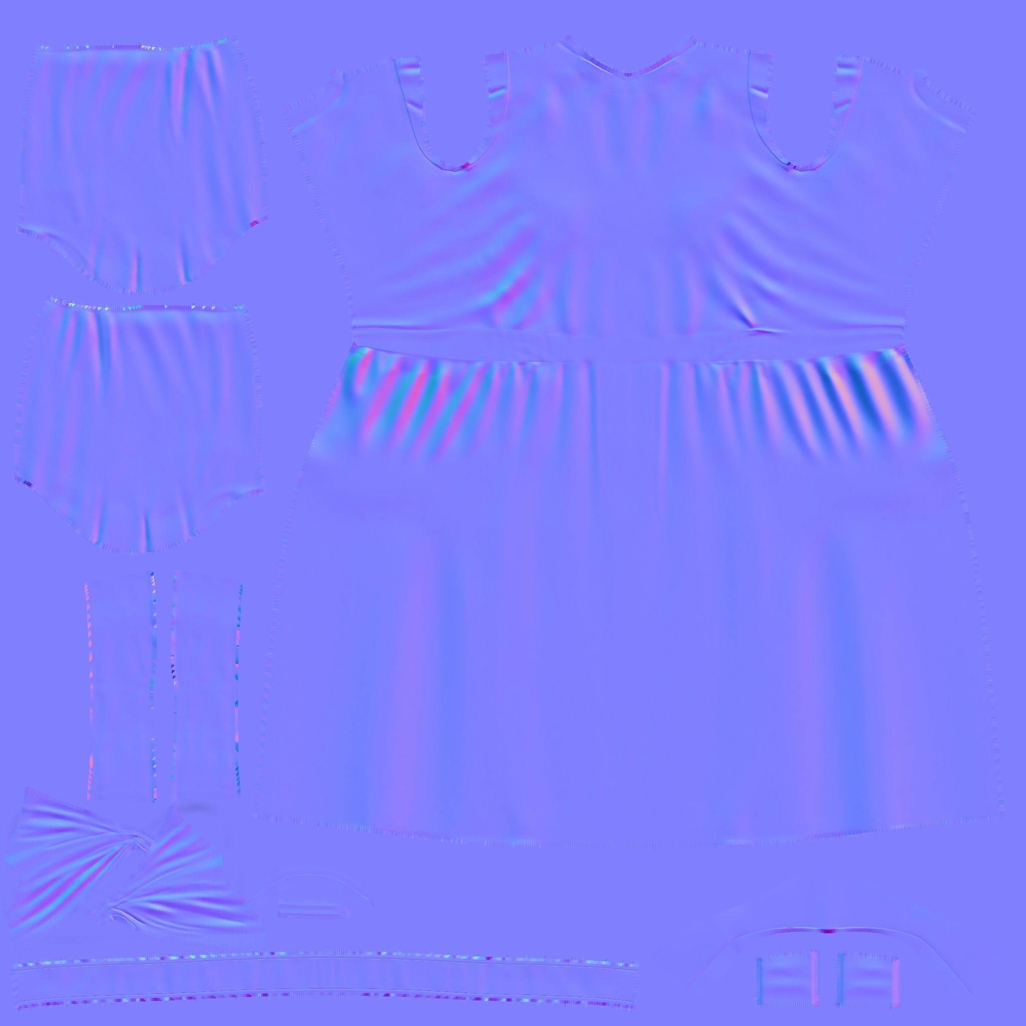 Maid Uniforms With Cravat Low-poly 3D model_7