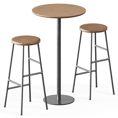 Fix Table D60 by Ton and Cornet Bar Stool by Hay 3D model