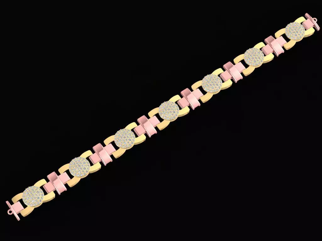 Luxury Pave Round Link Bracelet for Women 2554 3D print model