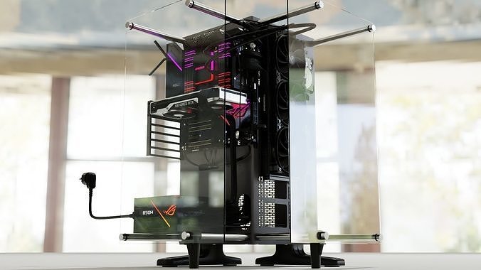 Thermaltake P90 Custom Gaming PC Water cooling Build 3D model 3D model