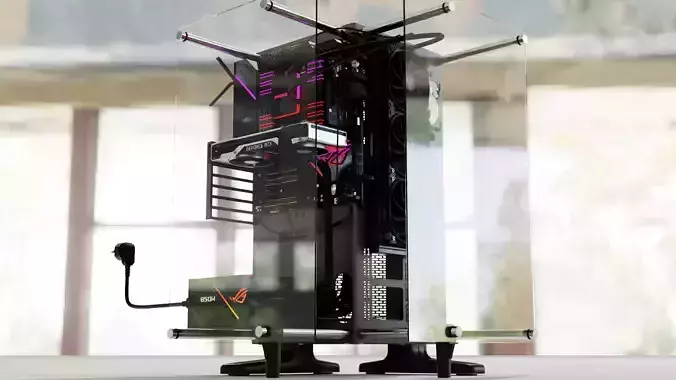 Thermaltake P90 Custom Gaming PC Water cooling Build 3D model 3D model