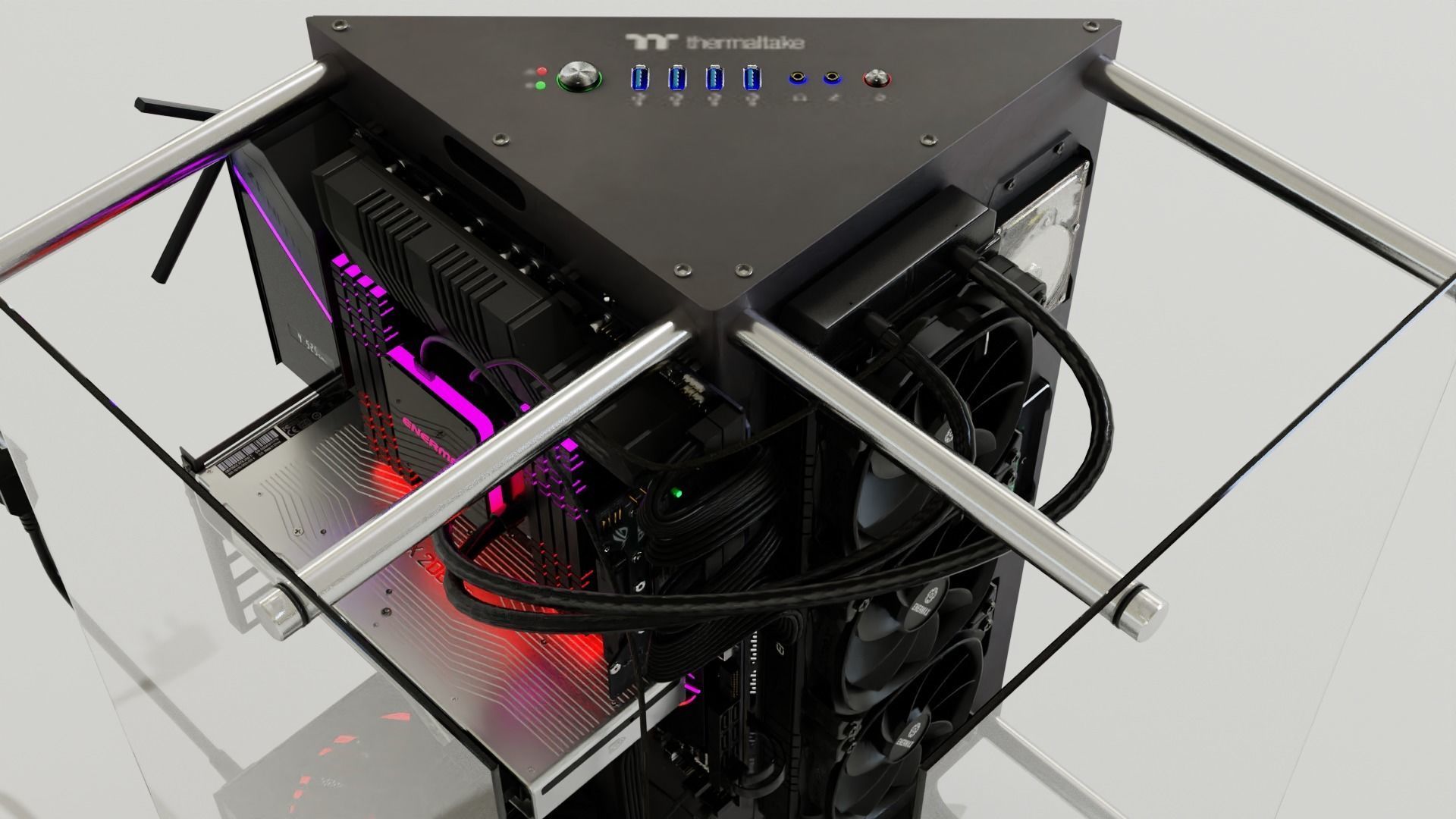 Thermaltake P90 Custom Gaming PC Water cooling Build 3D model 3D model_2