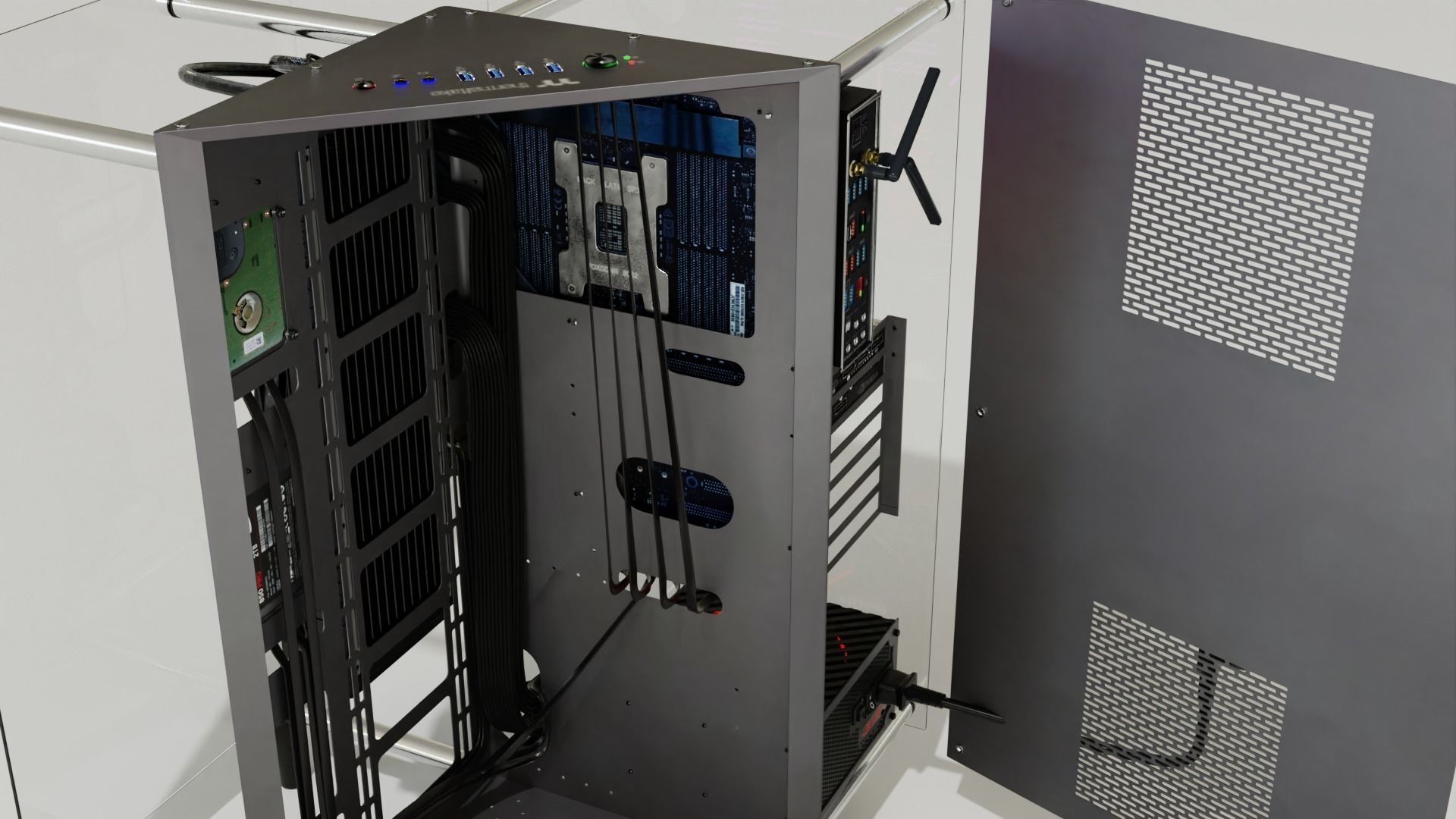 Thermaltake P90 Custom Gaming PC Water cooling Build 3D model 3D model_4