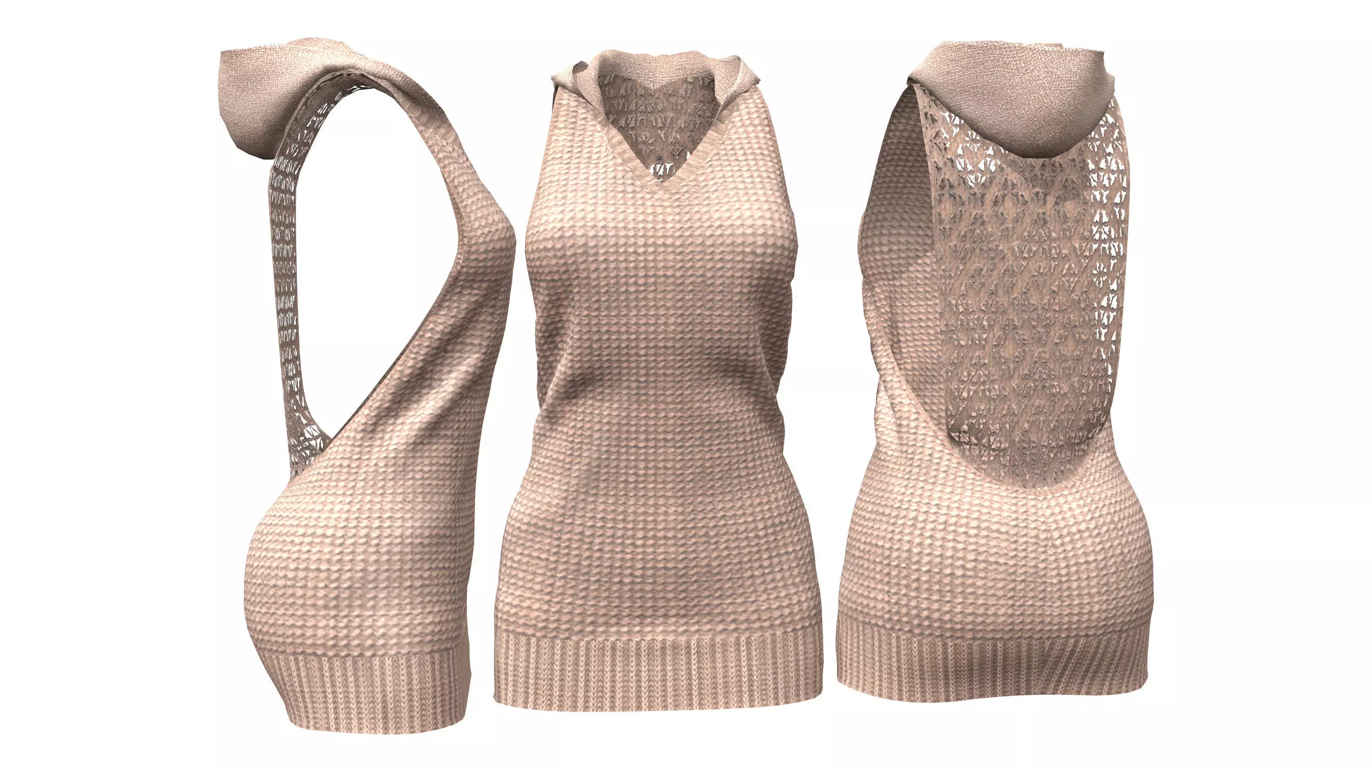Knitted Sweater Dress with Hood Low-poly 3D model