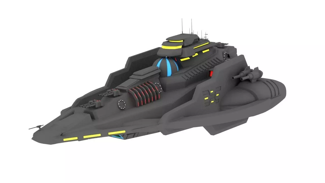 SCI-FI Battleship Poseidon Free low-poly 3D model