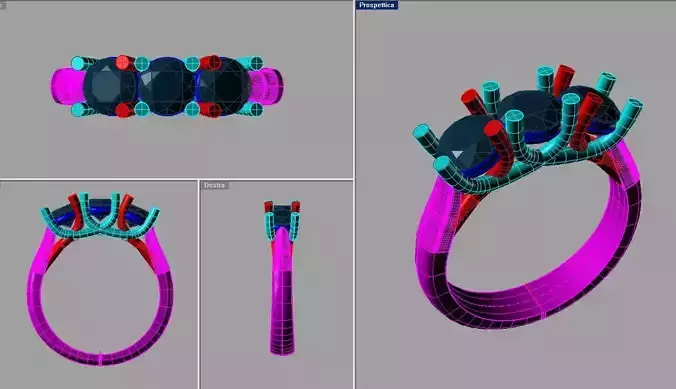 Diamond Engagement ring Classic Veretta 3 pietre TR61 