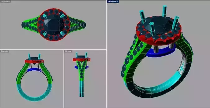 Women Gemstone Tiffanys Style Gold Ring Anello AN252