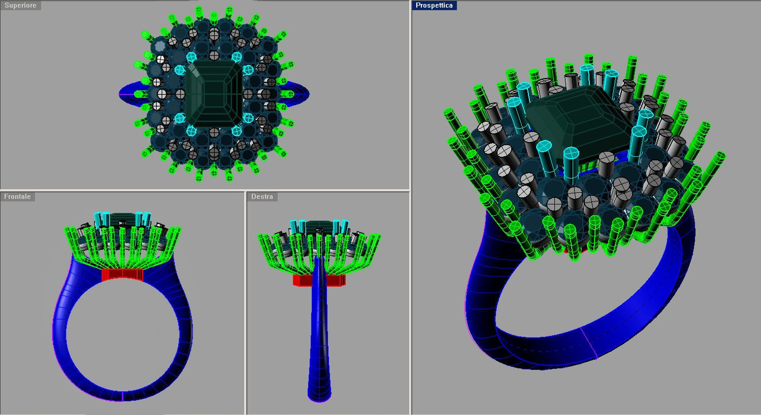 Classic Emerald Diamond anello a filo con smeraldo AN249 3D print model_1