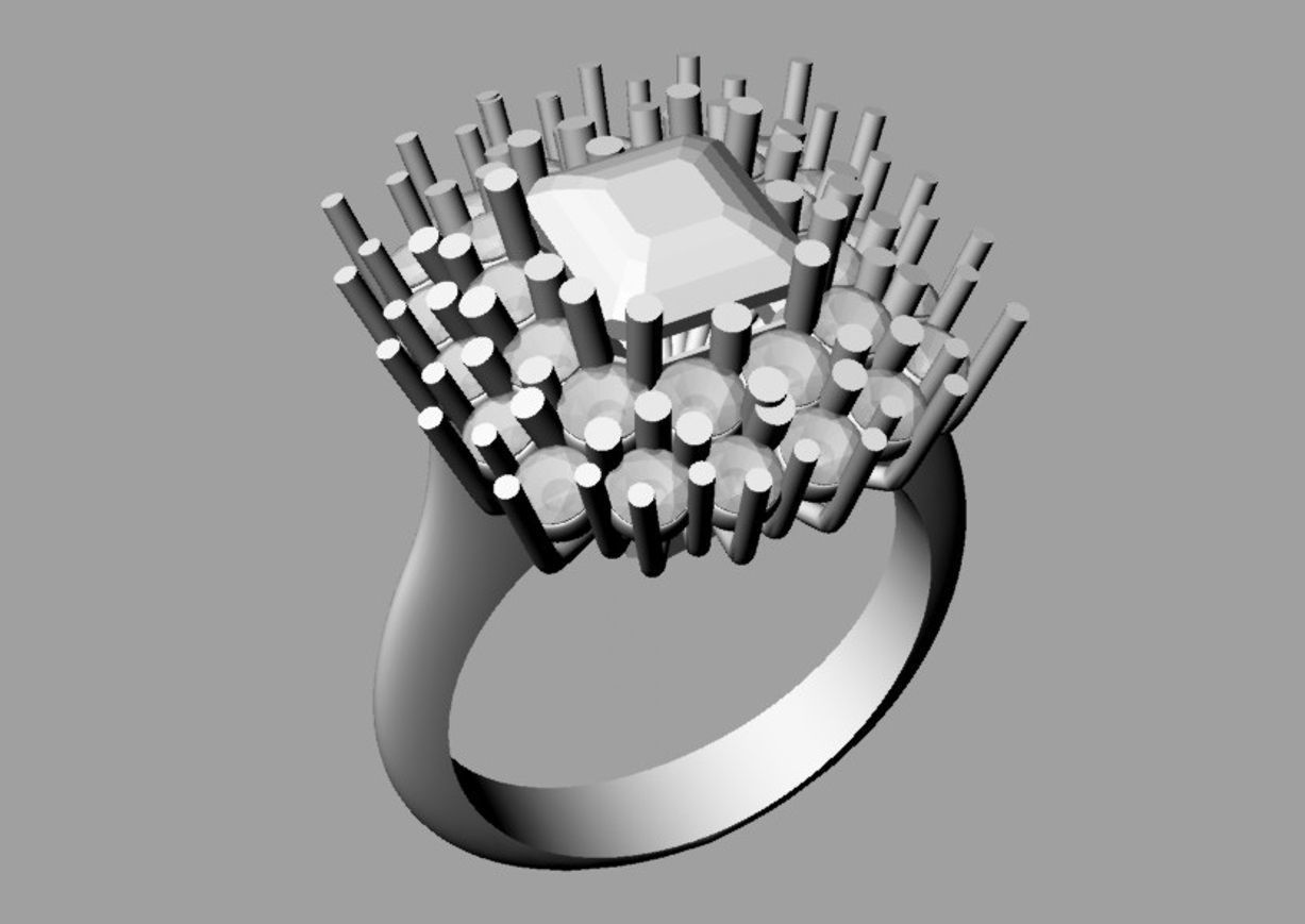 Classic Emerald Diamond anello a filo con smeraldo AN249 3D print model_8