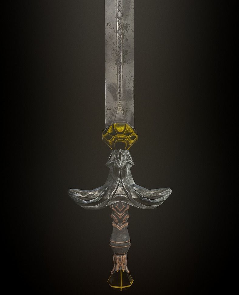 Steel sword low poly 5 texture options and high poly Low-poly 3D model_11
