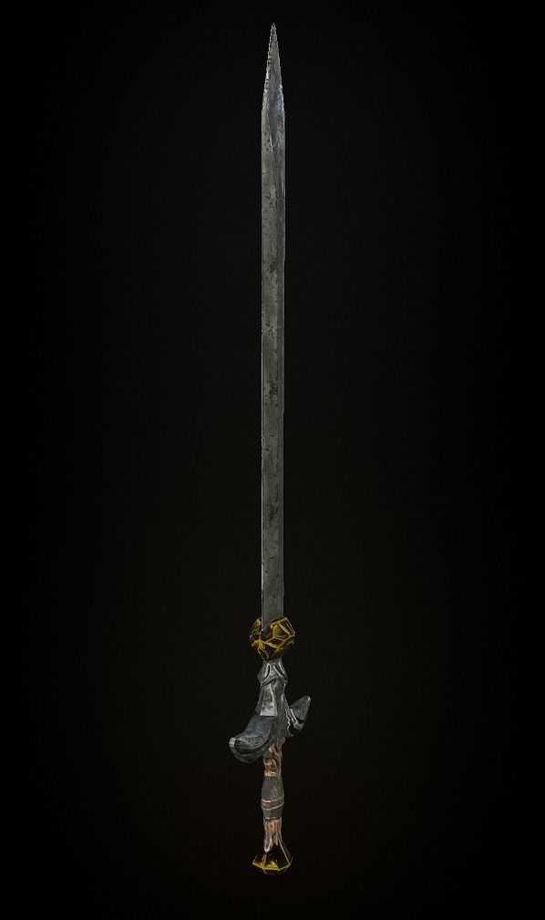 Steel sword low poly 5 texture options and high poly Low-poly 3D model_9