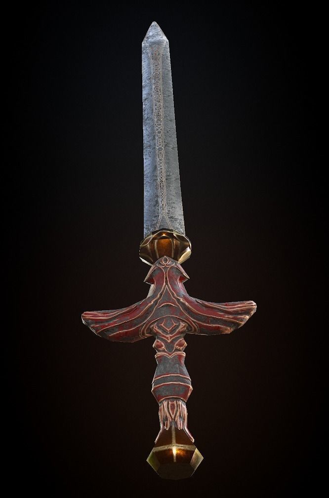 Steel sword low poly 5 texture options and high poly Low-poly 3D model_39