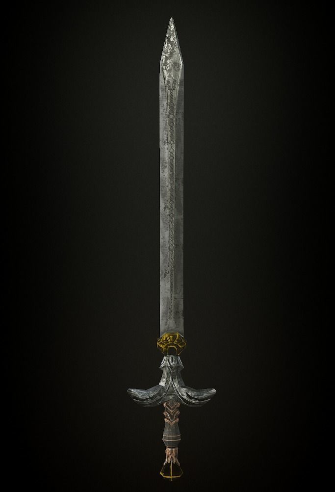 Steel sword low poly 5 texture options and high poly Low-poly 3D model_8