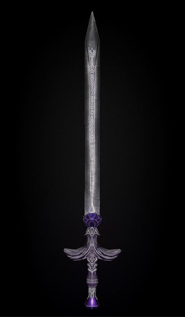 Steel sword low poly 5 texture options and high poly Low-poly 3D model_21