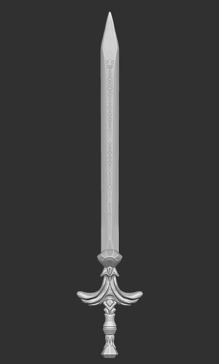 Steel sword low poly 5 texture options and high poly Low-poly 3D model_32