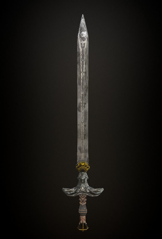 Steel sword low poly 5 texture options and high poly Low-poly 3D model_10
