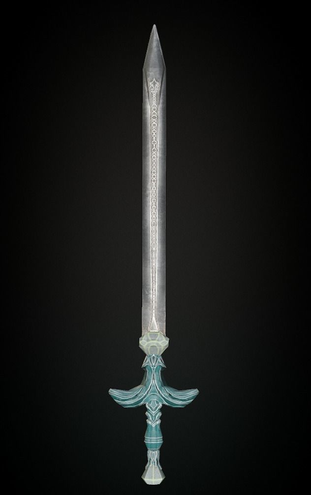 Steel sword low poly 5 texture options and high poly Low-poly 3D model_30