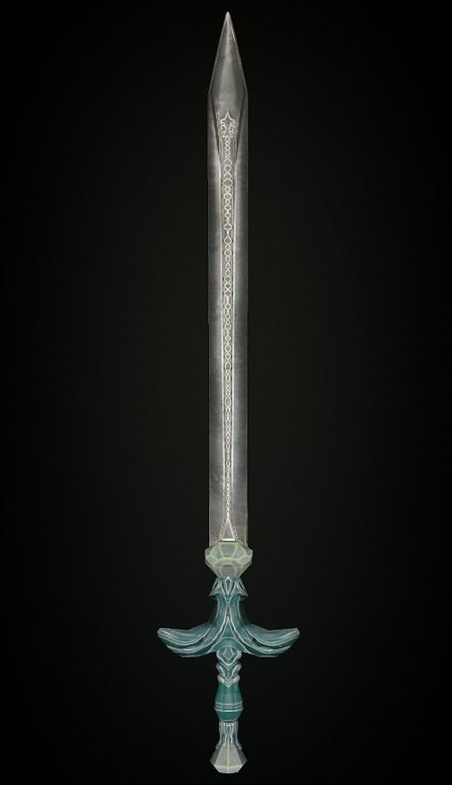 Steel sword low poly 5 texture options and high poly Low-poly 3D model_26