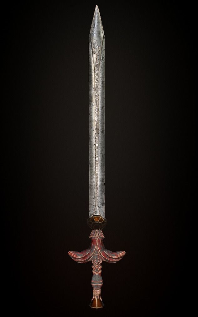 Steel sword low poly 5 texture options and high poly Low-poly 3D model_36