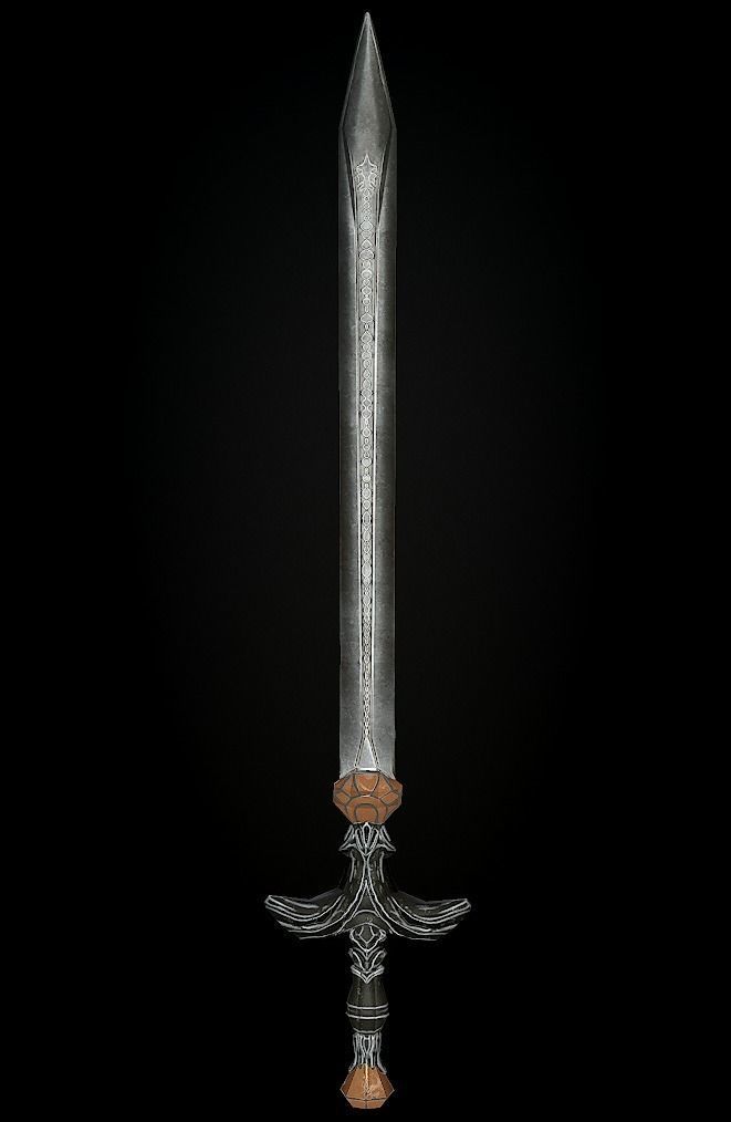 Steel sword low poly 5 texture options and high poly Low-poly 3D model_16