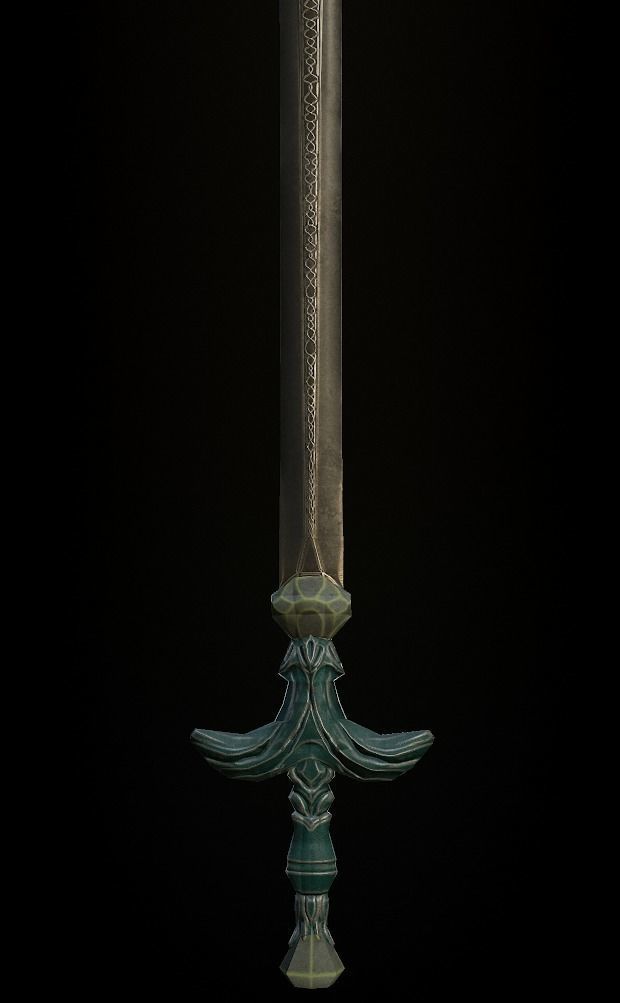 Steel sword low poly 5 texture options and high poly Low-poly 3D model_31
