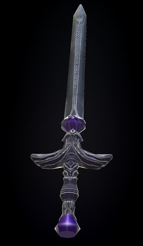 Steel sword low poly 5 texture options and high poly Low-poly 3D model_23