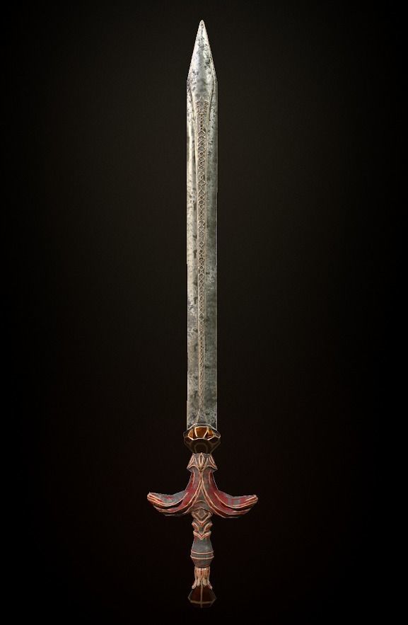 Steel sword low poly 5 texture options and high poly Low-poly 3D model_37