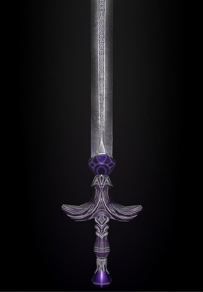 Steel sword low poly 5 texture options and high poly Low-poly 3D model_22