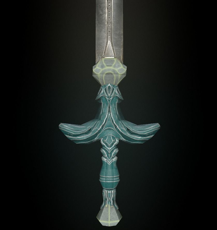 Steel sword low poly 5 texture options and high poly Low-poly 3D model_27