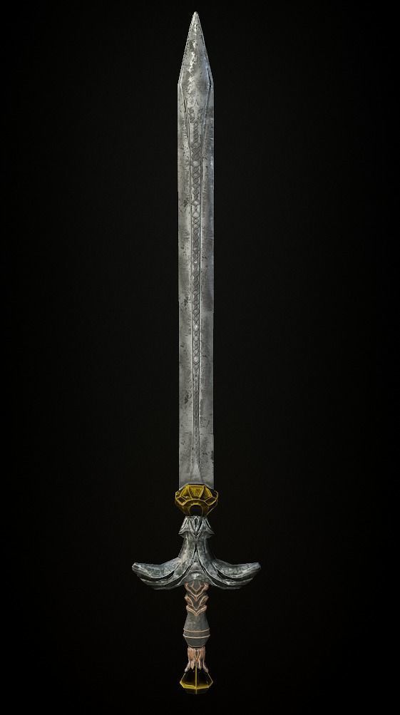Steel sword low poly 5 texture options and high poly Low-poly 3D model_14
