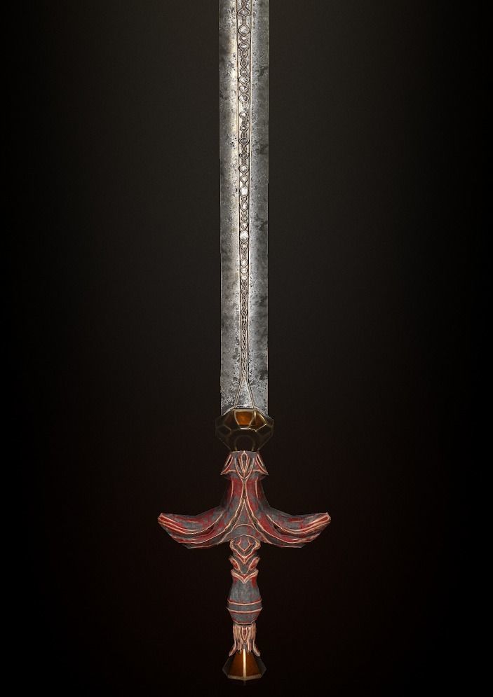 Steel sword low poly 5 texture options and high poly Low-poly 3D model_35